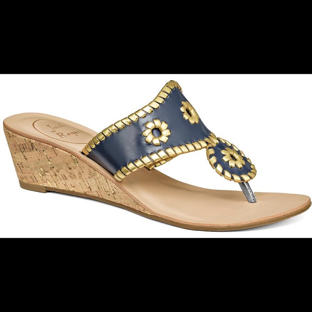 Jack Rogers Mid Wedge Navy and gold